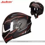 JIEKAI JK-902 A3 Imitation Flip Up DOT Certified Helmet Matt Black with Red