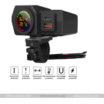 Motorcycle Dual USB Type C Charger 12-24V QC3.0 Fast Charging Voltmeter Thermometer Digital Display 3.4A Phone Charger Socket