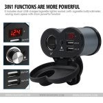 Motorbike Motorcycle QC 3.0 Dual USB Phone Charger Handlebar Rear view Mirror mount Cigarette- Lighter Voltmeter Time Display new