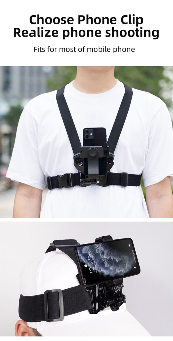 BSDDP Chest Mount Head Mount Chest Belt Head Strap Mount Action camera mount for GoPro Hero 13 12 11 10 9 Insta360 DJI Osmo Action Camera Accessories without Mobile holder - Image 6