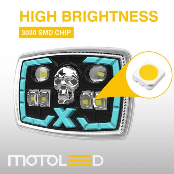 1-PC Original Motoled 4C-BT-TJ02-WY Skull Cross High Low 5 Function Semi-assembly Motorcycle Projector Lens Led Accessory Headlight LED Square Led Lamp for Honda  CD70 CG125 70cc Moto's Fog Light - Image 5