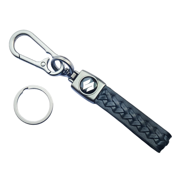 1-PC Leather Metal Badge Strap Keychain Keyring Hook brown black Leather Strap bronze braided Metal keyring for Suzuki - Image 3