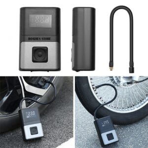 JOHORSE Tyre Inflator – Tire Air Pump – Digital Pressure Gauge – Cordless Battery Portable – Motorcycle Car Ball Bicycle