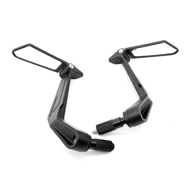 Motorcycle Handlebar Rear View Bar End Folding Mirror with Hand Guards folding Rearview Mirror Angle Adjustable Fits all Bikes - Image 4