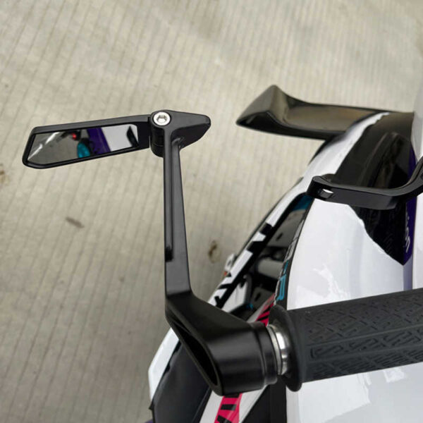 Motorcycle Handlebar Rear View Bar End Folding Mirror with Hand Guards folding Rearview Mirror Angle Adjustable Fits all Bikes - Image 2