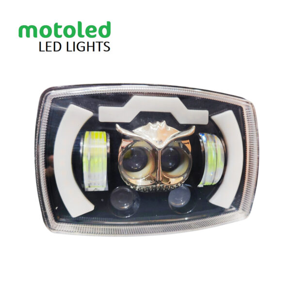 1-PC Original 3500lm OWL High Low Flasher 9 Function with Indicators Semi-assembly Motorcycle Projector Lens Led Accessory Headlight LED Square Led Lamp for Honda  CD70 CG125 70cc Moto's Fog Light