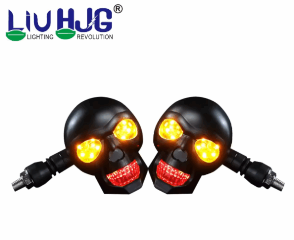 LIU HJG Motorcycle Skull Turn signal LED indicators Big small 2pc - Image 7