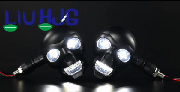 LIU HJG Motorcycle Skull Turn signal LED indicators Big small 2pc - Image 4