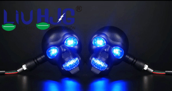 LIU HJG Motorcycle Skull Turn signal LED indicators Big small 2pc - Image 3