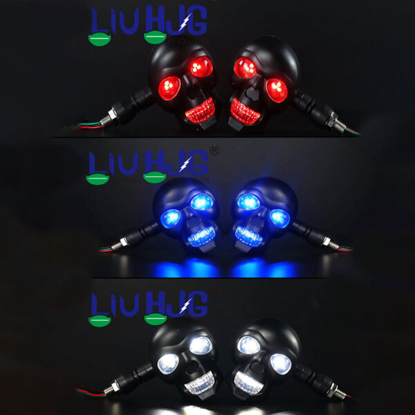 LIU HJG Motorcycle Skull Turn signal LED indicators Big small 2pc - Image 6