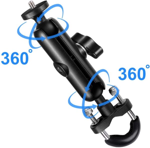 Motorcycle Handlebar Mount 360 Rotation Angle Adjustable for Action Sports cam GoPro Hero Motorbike Multi Function Super Clamp for Cycling Panoramic Video - Image 6