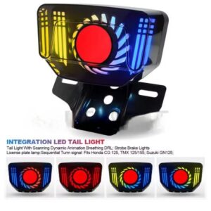 NEW Lava RGB Honda LED Smoke Back Light Tail Light with Indicators Turn Signal Fancy Sporty For Honda CD70 & CG125