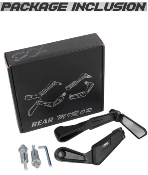Motorcycle Handlebar Rear View Bar End Folding Mirror with Hand Guards folding Rearview Mirror Angle Adjustable Fits all Bikes - Image 5
