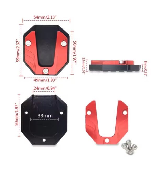 Side Stand Base Plate Kickstand Cover Wide Anti Skid CNC Aluminum Cover - Image 3
