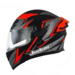 JIEKAI JK-902 Flip Up Helmet | Lightning Rose Orange Black Matt Finish w/ Dual Visor & Spoiler | DOT Certified