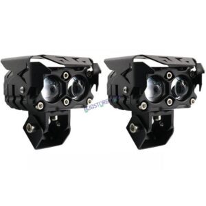 HJG Double Lens Future Eyes 2 Lens Dual Tone Fog Light with Smart LED 12-80W with Universal Fit for All Cars and Bikes (Hjg Original) - Yellow/ White