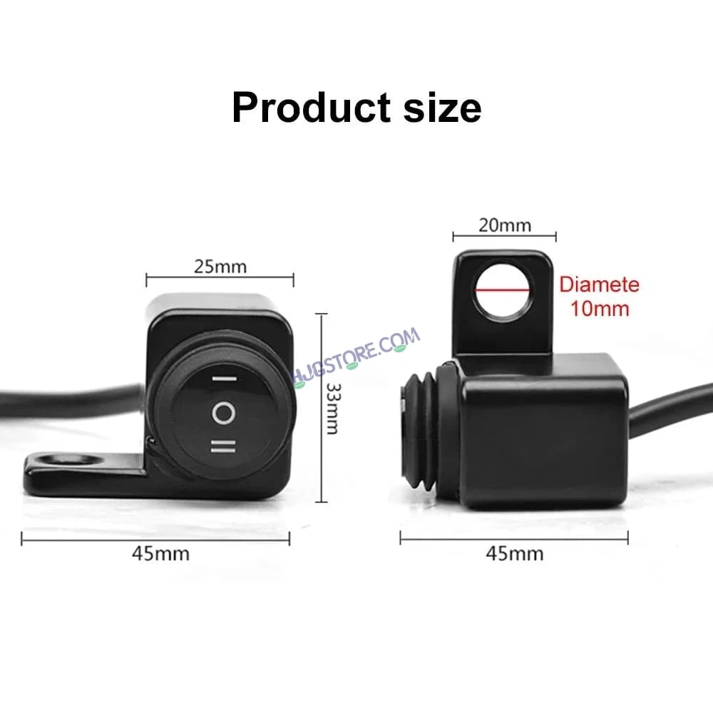 HJG Rear View Mirror Bracket Handlebar Switch Headlight On-Off Switch Handle Bar Grip For Universal For Bike Universal For Bike Mirror-Mount Switch- Waterproof Bike Switch for Fog-Lamps, Headlight, etc (Pack of 1) - Image 9