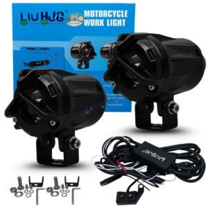 HJG Mini Mercedes Y Lens with Cooling Fan with Wiring Harness Kit 80W Foglight Ultra Wide Dual Intensity LED Driving Fog Lights White (2*40W = 80W Total) Universal For All Cars & Bikes LIU HJG Mini Mercedes Y Lens 80W with Cooling Fan and Wiring Kit