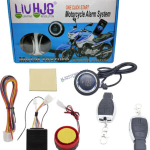 HJG Push Button Alarm System Kit Keyless Start One-Way Bike Alarm Kit for Two Wheeler Security HJG Anti-Theft Alarm System Kit (Loud Siren, Flashing Light 125 dB) LIU HJG Push Button Alarm System Kit