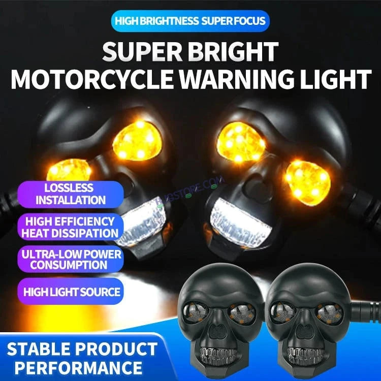 HJG Skull Indicator Skull Shape Turn Signal Lights Indicator Universal for All Bikes Models Turn Signal Lights Motorcycle Set of 2 HJG Skull Indicator - Image 3