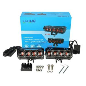 HJG Future Eyes 4 Lens 120W 4 Lens MEGA DRIVE Fog Light For Bike/Car/Thar/Jeep ( Cool White, 60W each * 2 = 120W Total ) - Pack of 2 Future Eyes 4 Lens