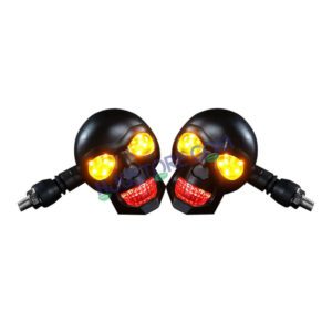 HJG Skull Indicator Skull Shape Turn Signal Lights Indicator Universal for All Bikes Models Turn Signal Lights Motorcycle Set of 2 LIU HJG Skull Indicator