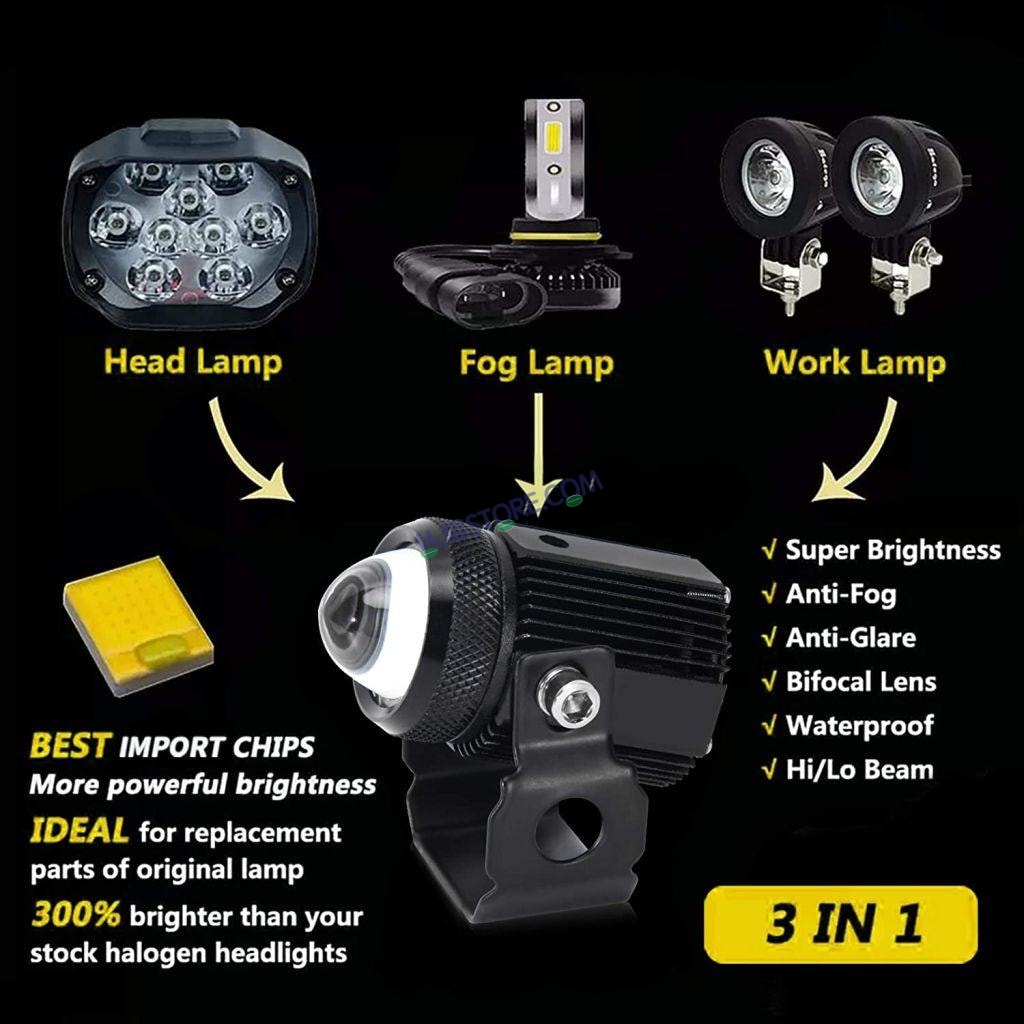 HJG Mini Drive Fog Light with Universal Fit for All Cars and Bikes (Hjg Original) - Yellow/ White - Image 4