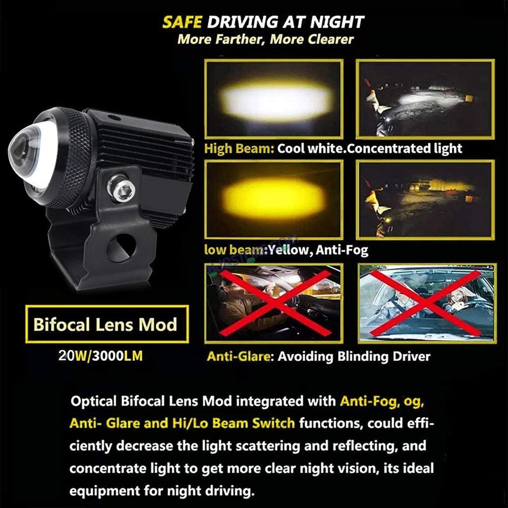 HJG Mini Drive Fog Light with Universal Fit for All Cars and Bikes (Hjg Original) - Yellow/ White - Image 5