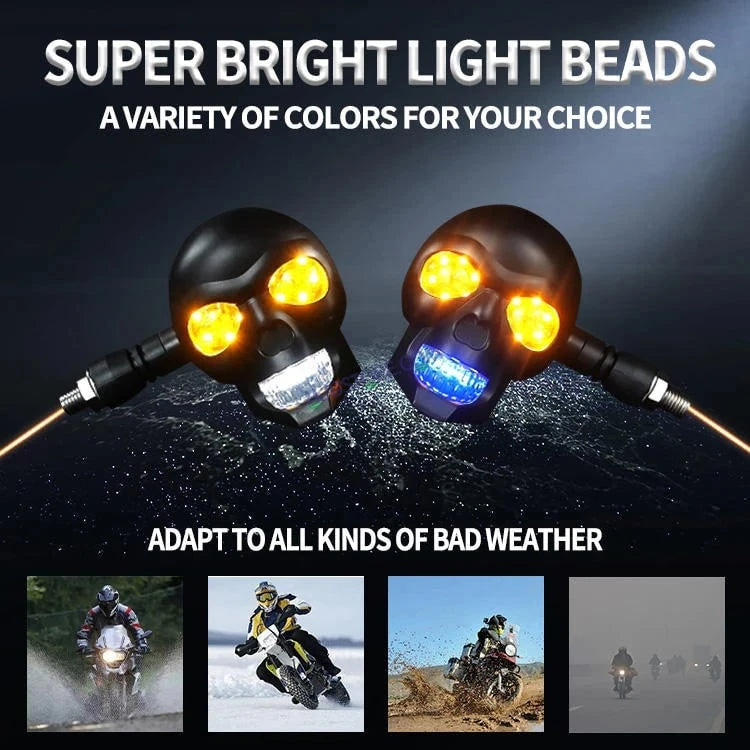 HJG Skull Indicator Skull Shape Turn Signal Lights Indicator Universal for All Bikes Models Turn Signal Lights Motorcycle Set of 2 HJG Skull Indicator - Image 4