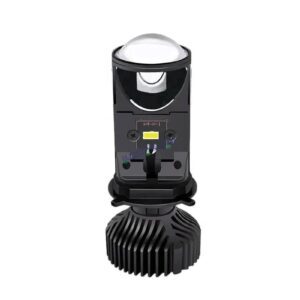 HJG Y6 Projector Lens H4 LED Bulb 50W HJG Y6 Projector Light Lamp H4 LED Mini Projector Lens with Fan for Bike Bulb 7000LM Conversion Kit Hi/Lo Beam Headlight 12V/24V for Motorcycle, Set of 1, White