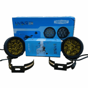 HJG 140W Dual Color LED Fog Light | Kit w/ Yellow Filter Cap & Wiring Harness | For All Motorcycles