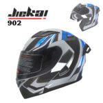 JIEKAI 902 Flip Up Motorcycle Helmet - Feather Grey Blue Matt Finish - DOT Certified New Model with Spoiler