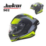 JIEKAI 902 Flip Up Motorcycle Helmet - Mesh Neon Black Matt Finish - DOT Certified Dual Visor with Spoiler