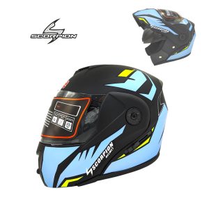 Scorpion Modular Flip-Up Motorcycle Helmet - Dual Visor Matt Finish - Sky Blue Black