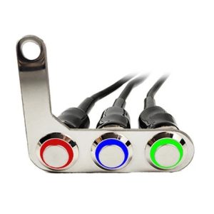 3-in-1 Universal Motoracycle Handlebar Switch Cluster - Waterproof Stainless Steel Control Panel with LED (Horn, Headlight, Fog & Turn Signal)