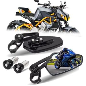 Universal 22mm CNC Aluminum Bar End Mirrors - 360° Adjustable Rearview Side Mirrors for Custom Motorcycle Modification
