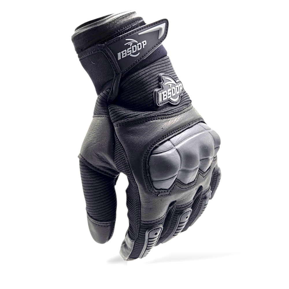 BSDDP Full Finger Tactical Motorcycle Gloves Mobile Friendly – Hard Knuckle Protection & Breathable Leather (Black & Khaki) - Image 11