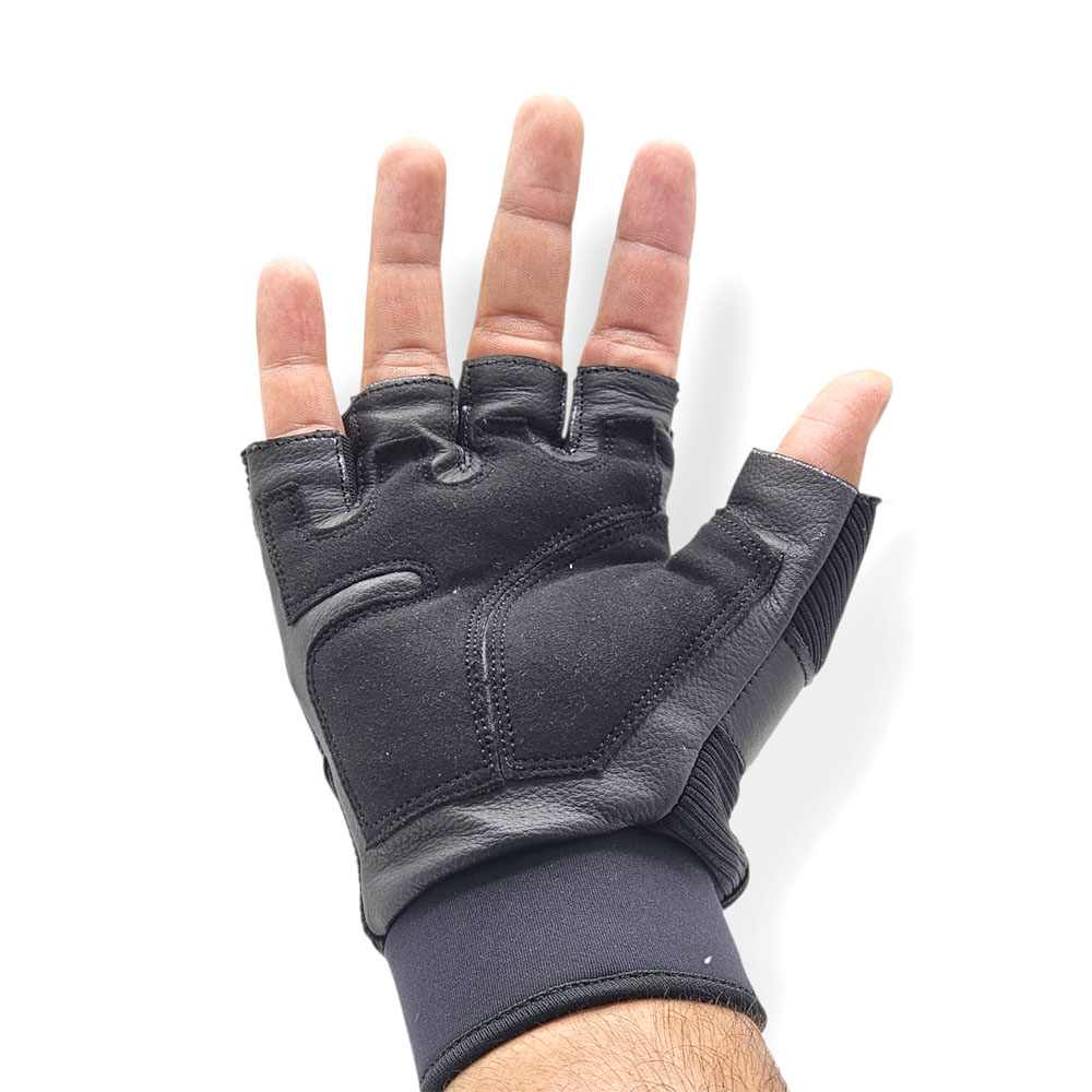 BSDDP Fingerless Tactical Motorcycle Gloves Mobile Friendly – Hard Knuckle Protection & Breathable Leather (Black & Khaki) - Image 4