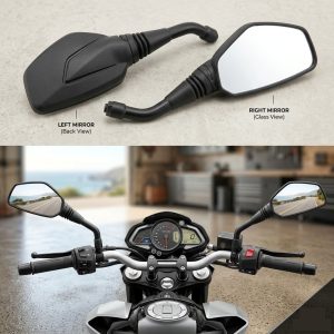 Motorcycle Rear View Mirrors KTM Duke Style Pentagon Side Mirrors Angular Bike Mirrors – Universal 10mm Thread for Street Bikes