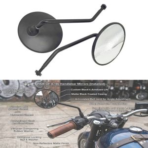 Universal Round Motorcycle Side Mirrors - 10cm Classic Rear view Convex Mirrors with 8mm Thread for Motorbikes & E-Bikes
