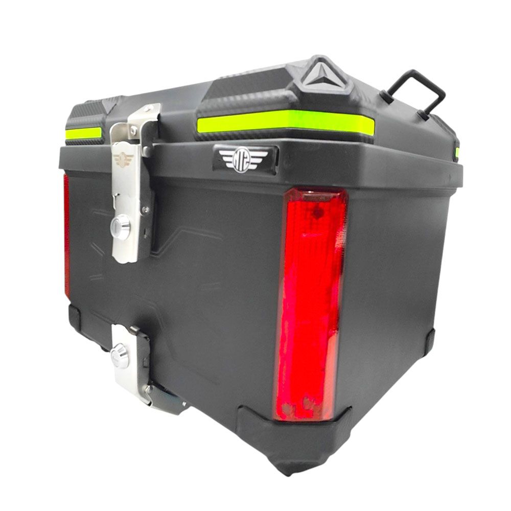 Motorcycle JDR 45L Square Shape Aluminium Tail Box Top Box with Integrated LED Lights Handle Detachable dual lock Carbon Fibre Black - Image 5