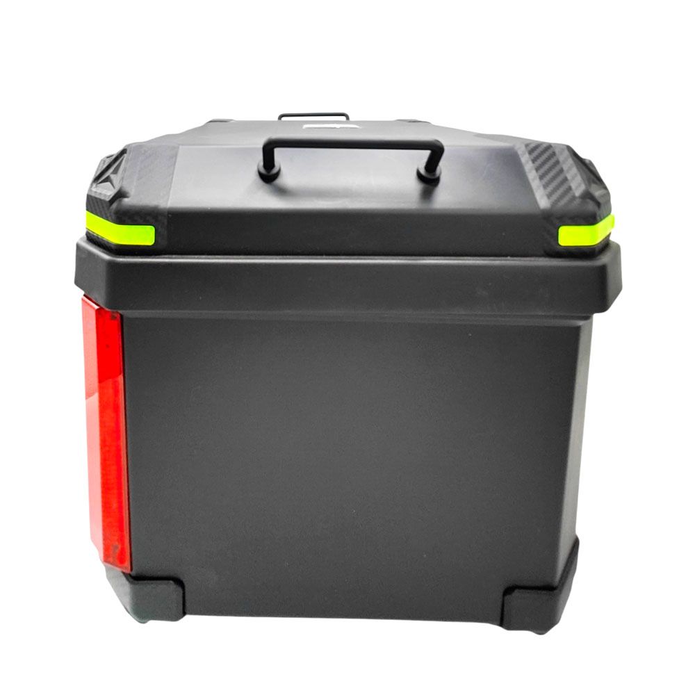 Motorcycle JDR 45L Square Shape Aluminium Tail Box Top Box with Integrated LED Lights Handle Detachable dual lock Carbon Fibre Black - Image 6
