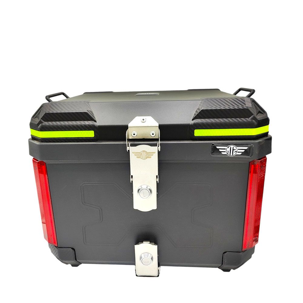 Motorcycle JDR 45L Square Shape Aluminium Tail Box Top Box with Integrated LED Lights Handle Detachable dual lock Carbon Fibre Black - Image 4