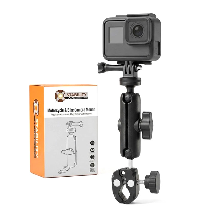 Motorcycle Handlebar Mount 360 Rotation Angle Adjustable for Action Sports cam GoPro Hero Motorbike Multi Function Super Clamp for Cycling Panoramic Video - Image 7