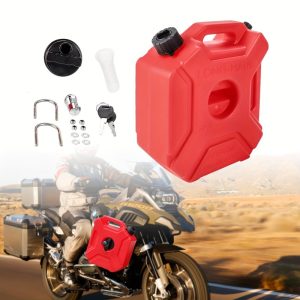 5L Portable Jerry Can Fuel Bottle | Lockable Extra Reserve Petrol & Diesel Tank | Heavy-Duty Motorcycle Gasoline Container with Built-in Spout | Touring Fuel Bottle