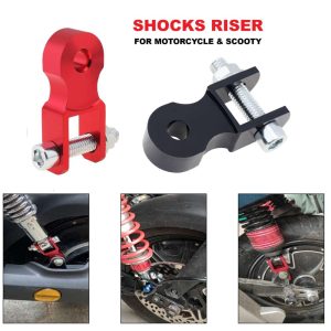 2-PCS Motorcycle Rear Shock Height Extension Risers | Aluminum Alloy Suspension Extender for Motorbikes, Scooty & Scooters | Enhanced Ride Height & Stability
