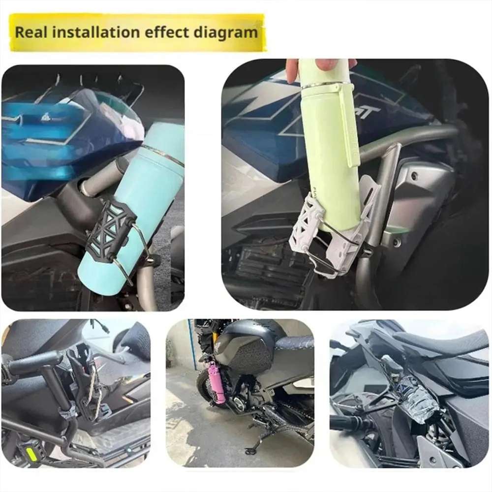 Universal 360° Rotatable Motorcycle Cup Holder Anti-Shake Water Bottle Mount for Handlebars & Crash Bars Durable Nylon Mount for MTB, Touring & Commuter Bikes - Image 7