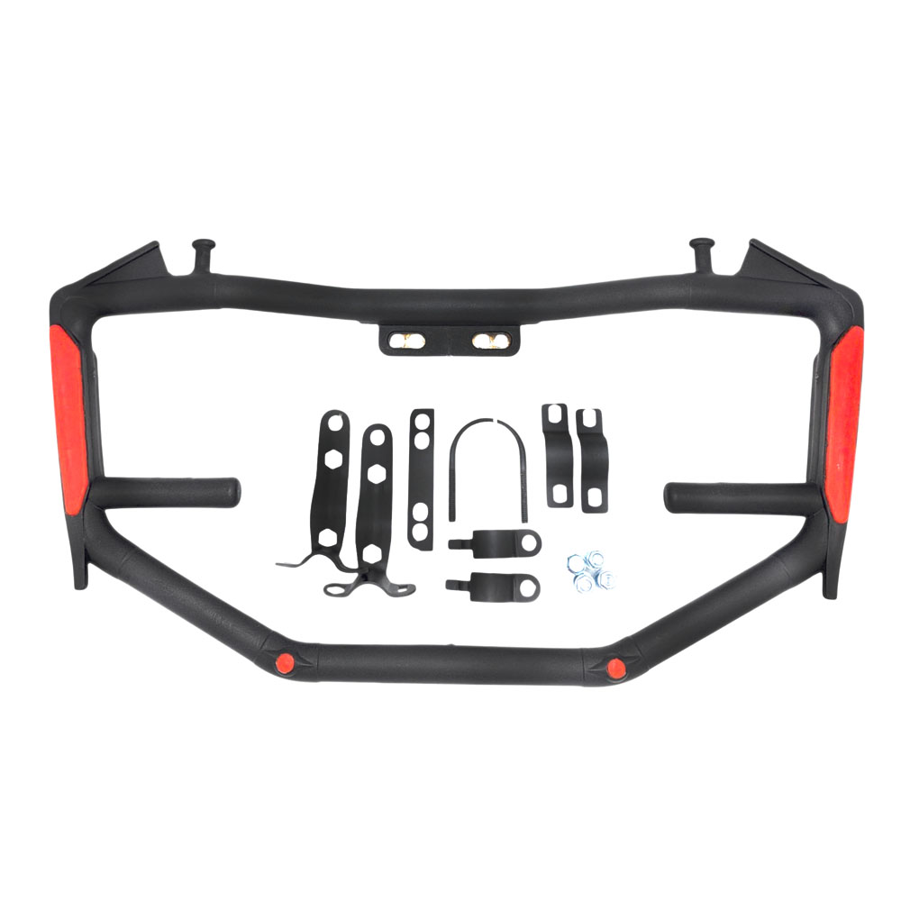 Universal Shorty Batman Style Crash Protector Bar for Motorcycles with LED Mount | Heavy-Duty Matt Black Safety Guard with Red Reflectors ABS Coated | Fits YBR, CB150F, GS150, CG125 & More - Image 3