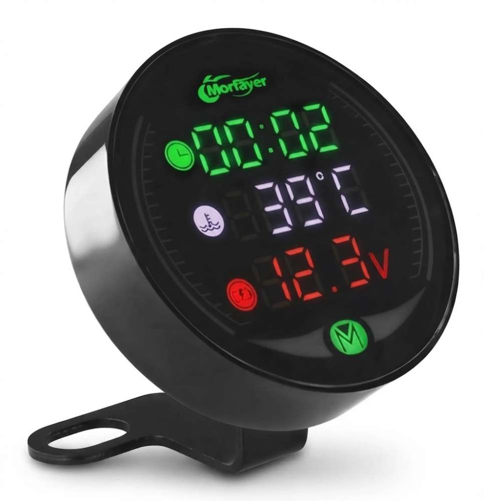 Morfayer 4 in 1 Digital LED Meter for Motorcycle – 12V Digital Clock, Air Temprature & Battery Voltmeter - Image 2