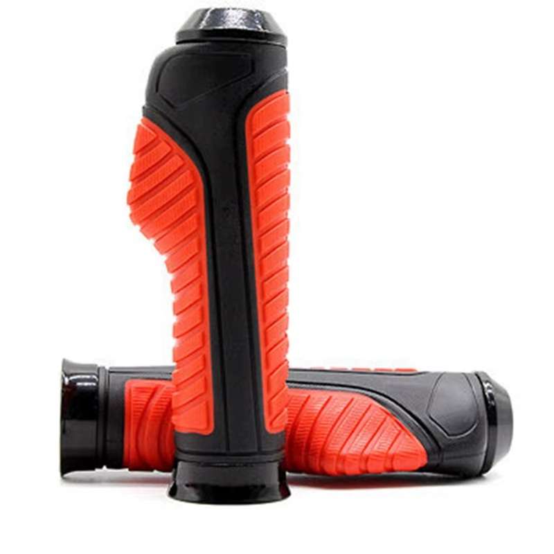 Spyker Universal 7/8" Motorcycle Handlebar Grips | Anti-Skid Aluminum & Soft Rubber Hand Grips for Touring & Commuter Bikes | Red & Black - Image 3